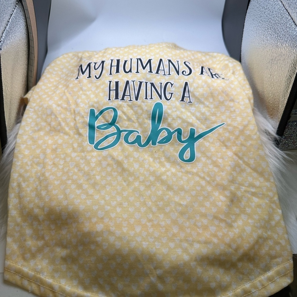 💜3/$15 Yellow Baby Announcement dog shirt